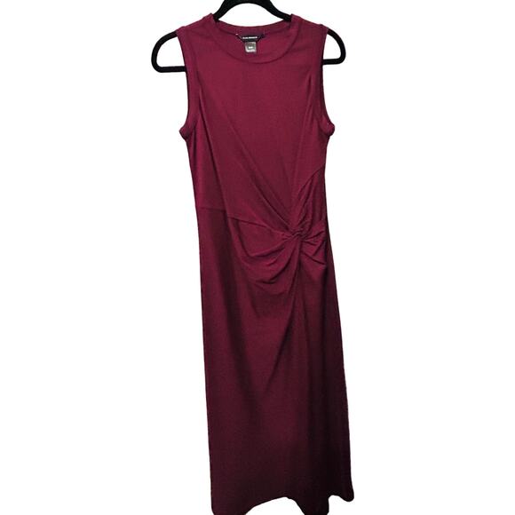 NEW Club Monaco Twist Front Jersey Midi Dress Feminine Career Capsule Plum Sz Md - Picture 10 of 11